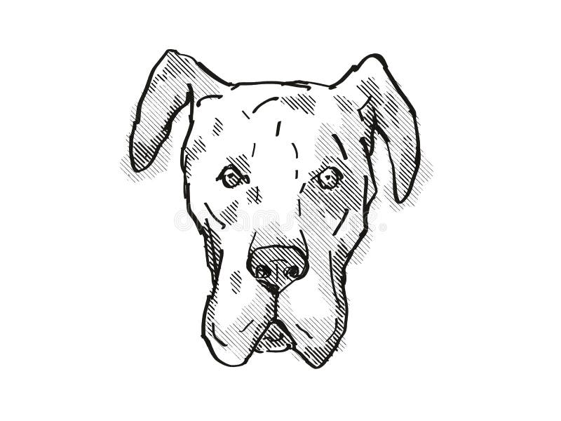 Great Dane Dog Breed Cartoon Retro Drawing