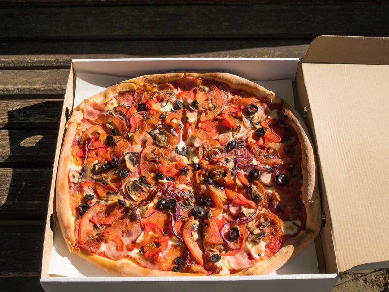 Great, Delicious Pizza in Box Stock Photo Image of large, delicious