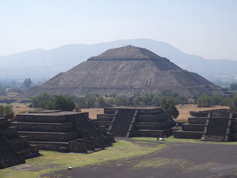 Great pyramid of the Sun at Avenue of the Dead in Teotihuacan ruins near Mexico city landscape stock image Great pyramid of the Sun at Avenue of the Dead in Teotihuacan ruins near Mexico city landscape stock image