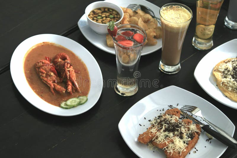 Great seafood shellfish, crab, lobster, corn royalty free stock photo