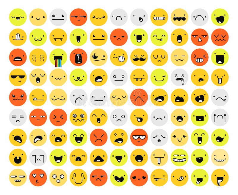 Great set of 99 color emotion isolated on white. Emoji