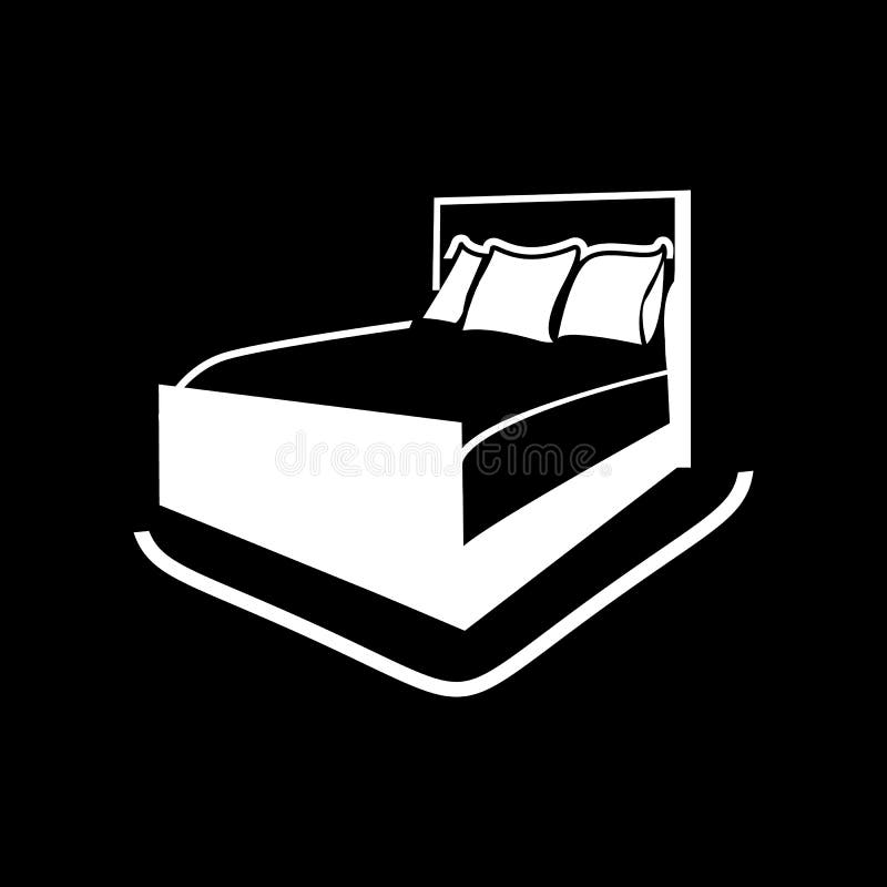 Great Simple Black Bed Logo Vector Design Illustration Stock Vector