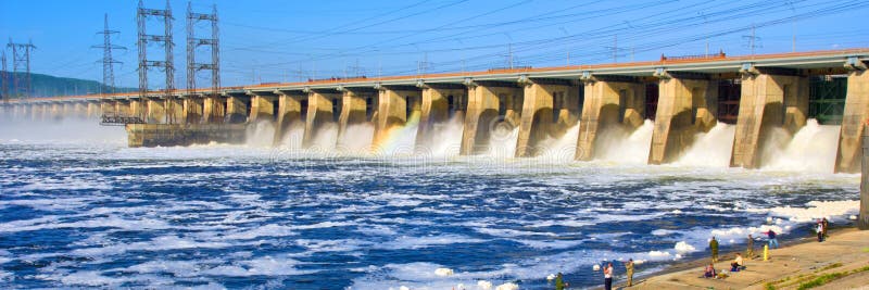 The Great Spring Water Discharge at the Zhiguli Dam near the city of Tolyatti on the Volga River.