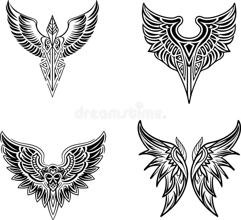 Great Tribal Wings Tattoo Vector Stock Vector Illustration of