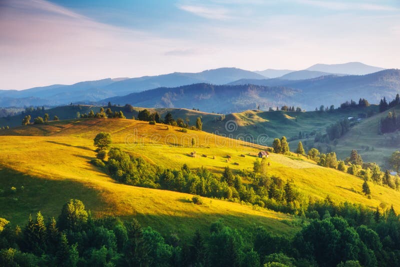 Great View of the Alpine Valley. Location Place Carpathian, Ukraine ...