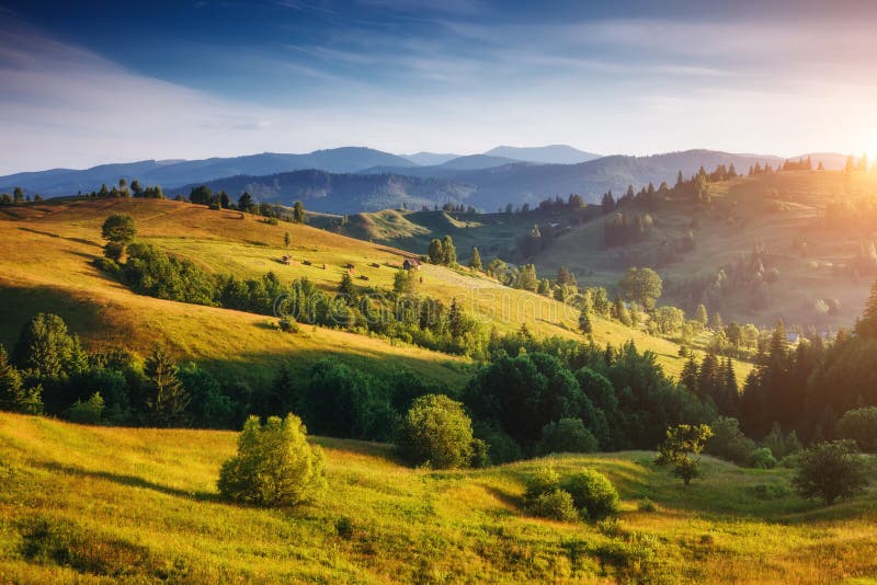 Great View of the Alpine Valley. Location Place Carpathian, Ukraine ...