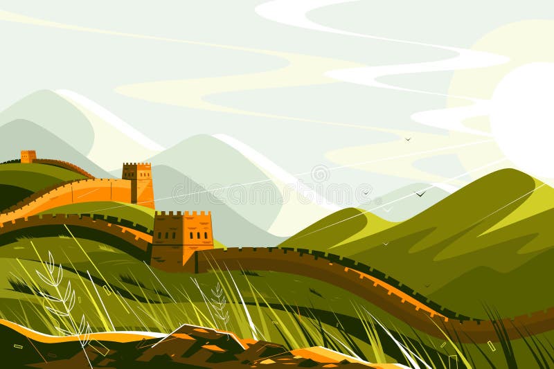 great wall of china illustration