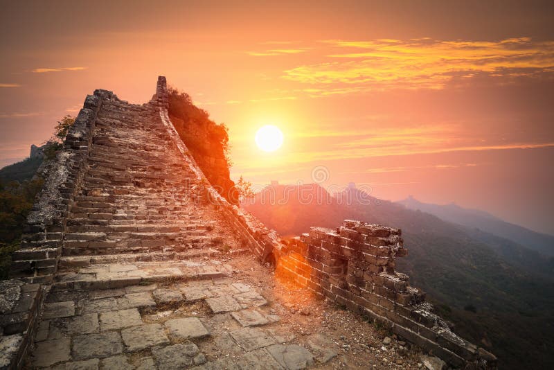 The great wall ruins in sunrise