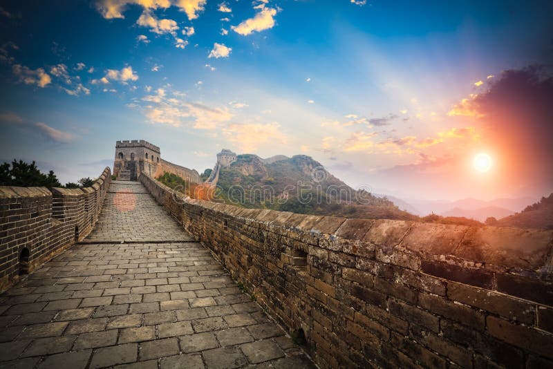 The great wall with sunset glow