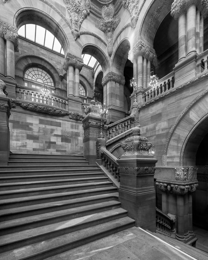 Great Western Staircase in New York State Capitol stock image Great Western Staircase in New York State Capitol stock image