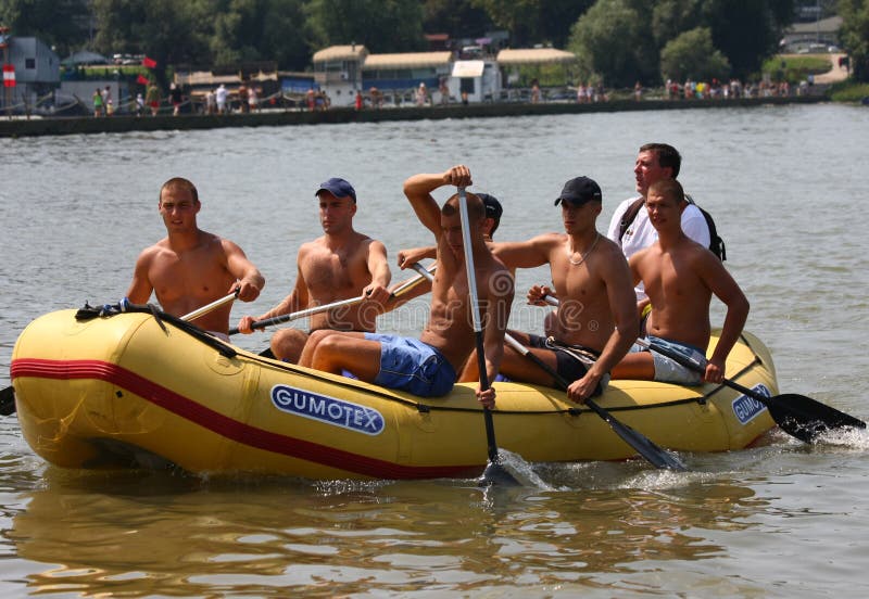 Great Zemun Regatta. Traditional manifestation of small boats on Danube river in Zemun,Serbia,August 2011 royalty free stock photography Great Zemun Regatta. Traditional manifestation of small boats on Danube river in Zemun,Serbia,August 2011 royalty free stock photography