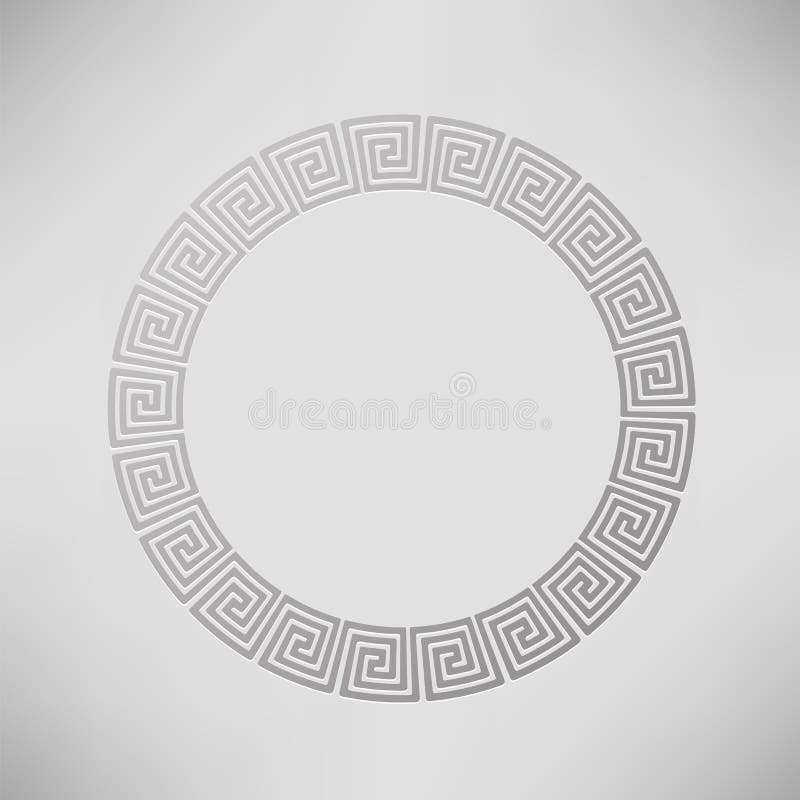 Greek Ornamental Circle Frame Isolated on Grey Background. Greek Ornamental Circle Frame Isolated on Grey Background