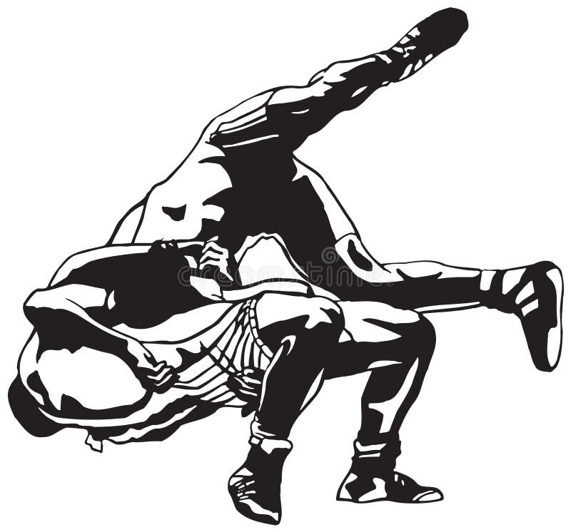 Wrestling action.All elements layered black line drained. Wrestling action.All elements layered black line drained.