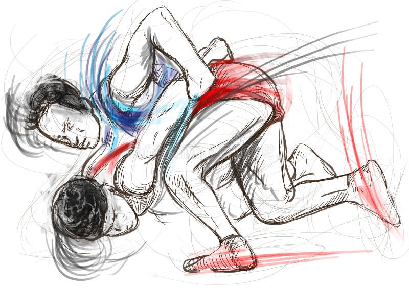 Greco-Roman Wrestling. An full sized hand drawn il