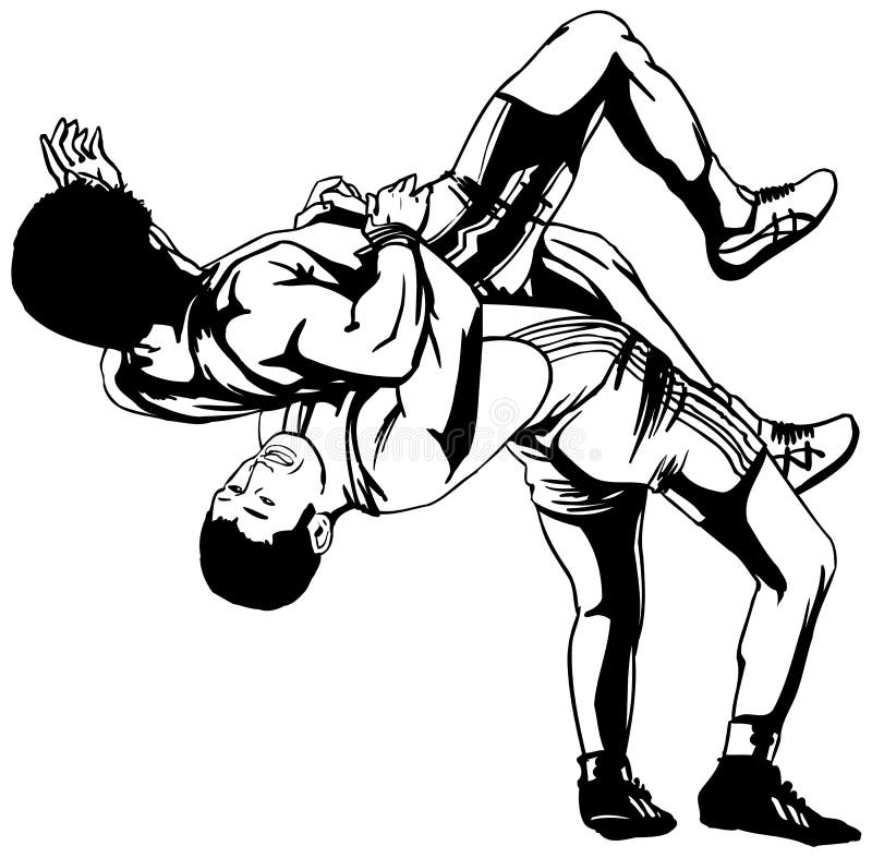 Wrestling action.All elements layered black line drained. Wrestling action.All elements layered black line drained.