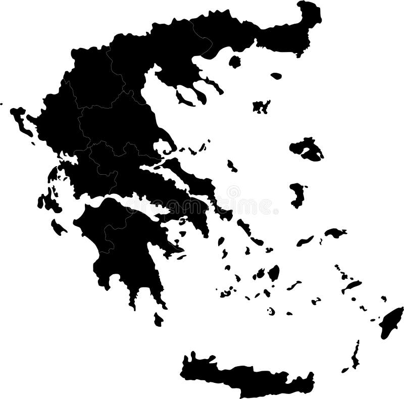 Slepá mapa Řecka s regiony na hranicích.