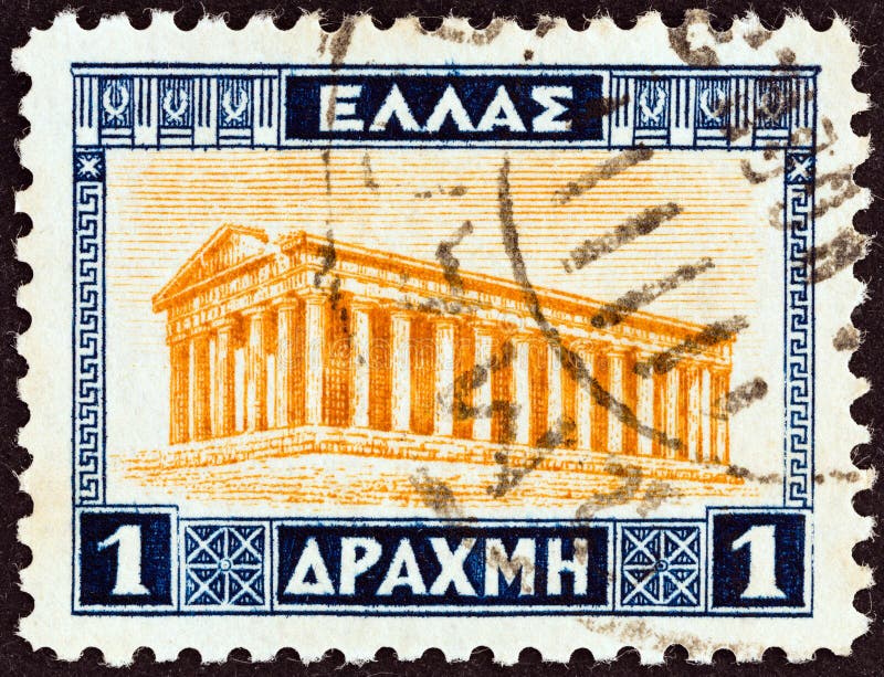 GREECE - CIRCA 1927: a Stamp Printed in Greece Shows the Temple of ...