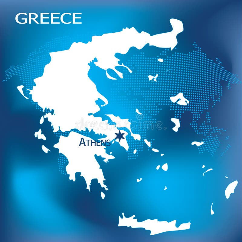 Greece map with Athens vector illustration