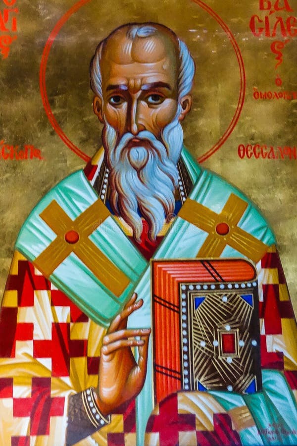 Ortodoxo icono de santo albahaca, patrón de salónica, el obispo en salónica.