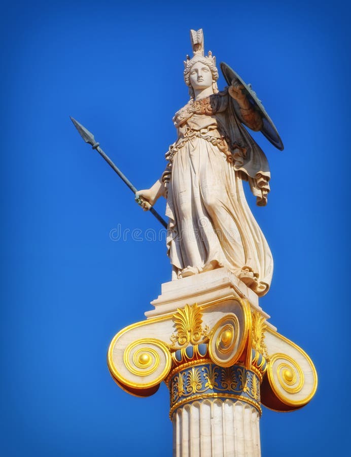 Greece, statue of Athena the ancient goddess of wisdom and knowledge royalty free stock images Greece, statue of Athena the ancient goddess of wisdom and knowledge royalty free stock images