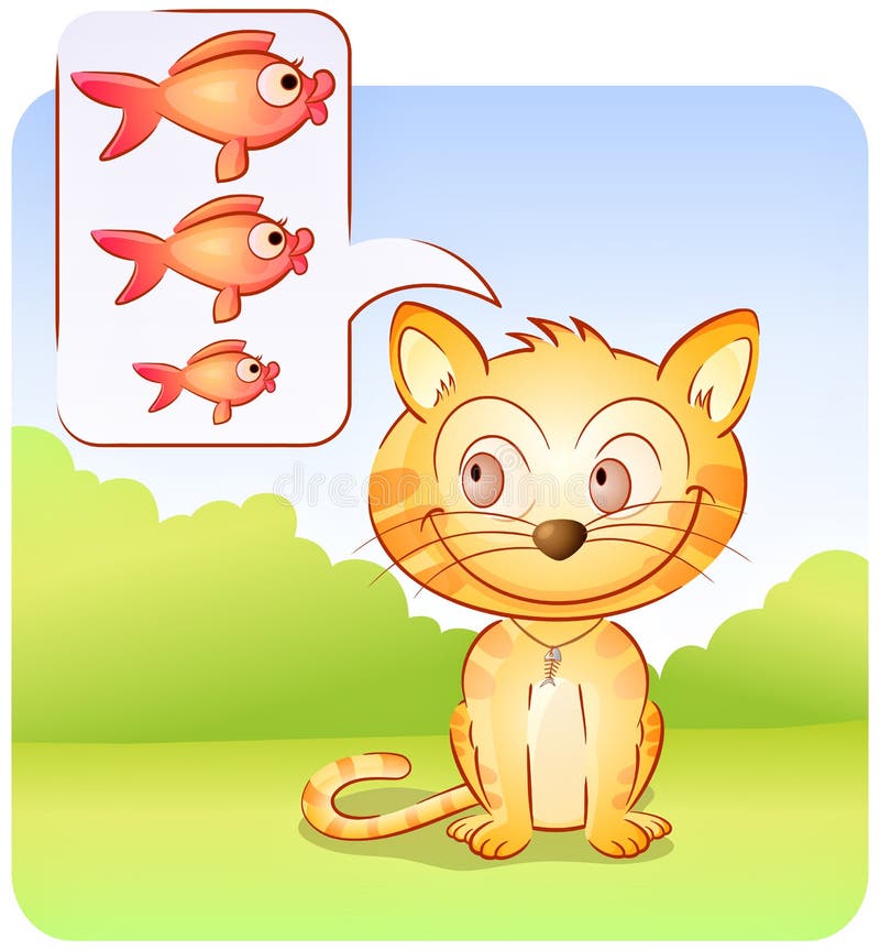 Greedy cat stock vector. Illustration of interest, fish - 17845594