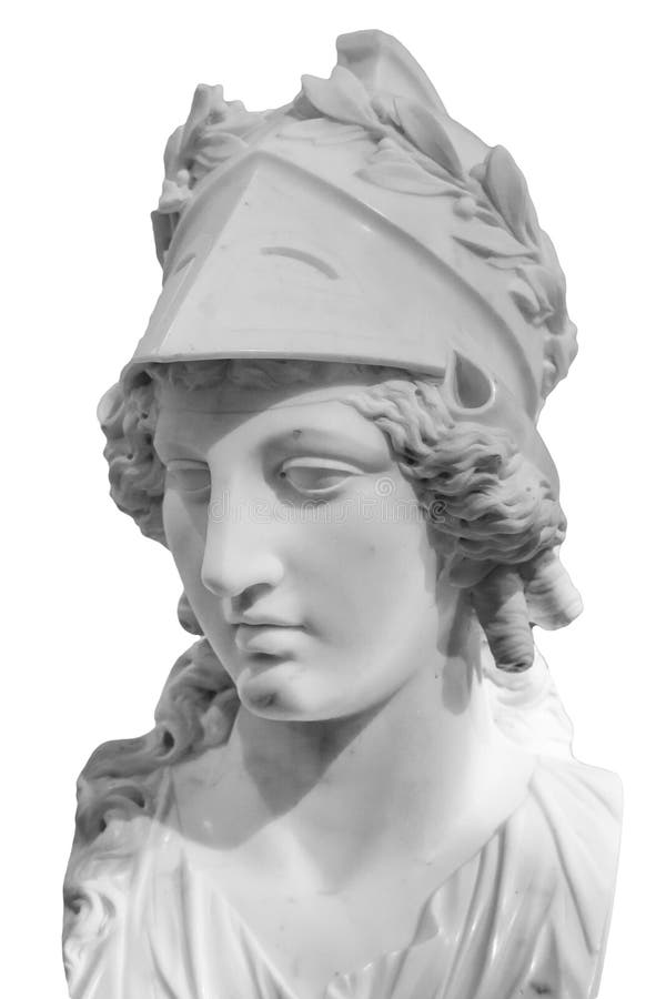 Greek Ancient Statue of Goddess Athena. Woman Marble Head in Helmet ...
