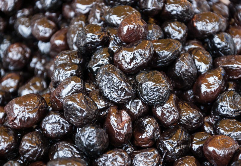 Greek black wrinkled olives. royalty free stock photos