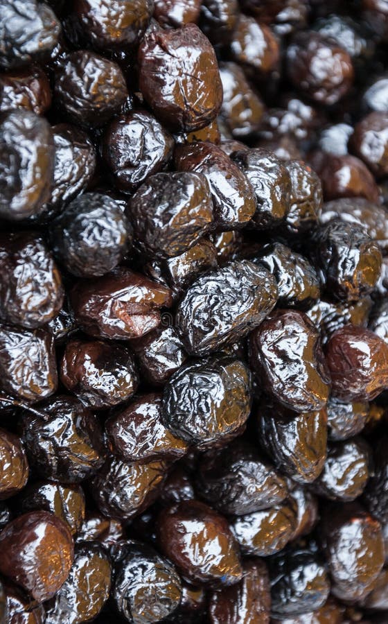 Greek black wrinkled olives. royalty free stock photo