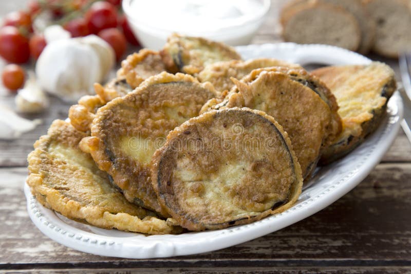 Greek Breaded Eggplant Slices Stock Photo Image of slices, breaded