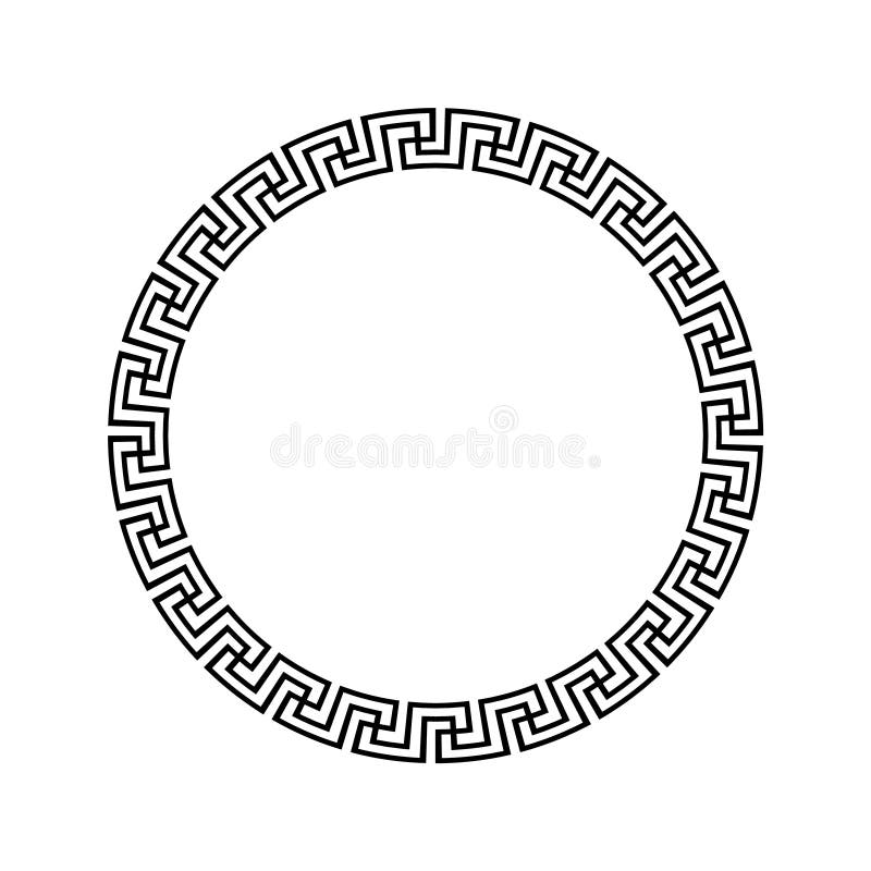 Greek circle pattern border. Vector round greek frame ornament ancient circular design background vector illustration