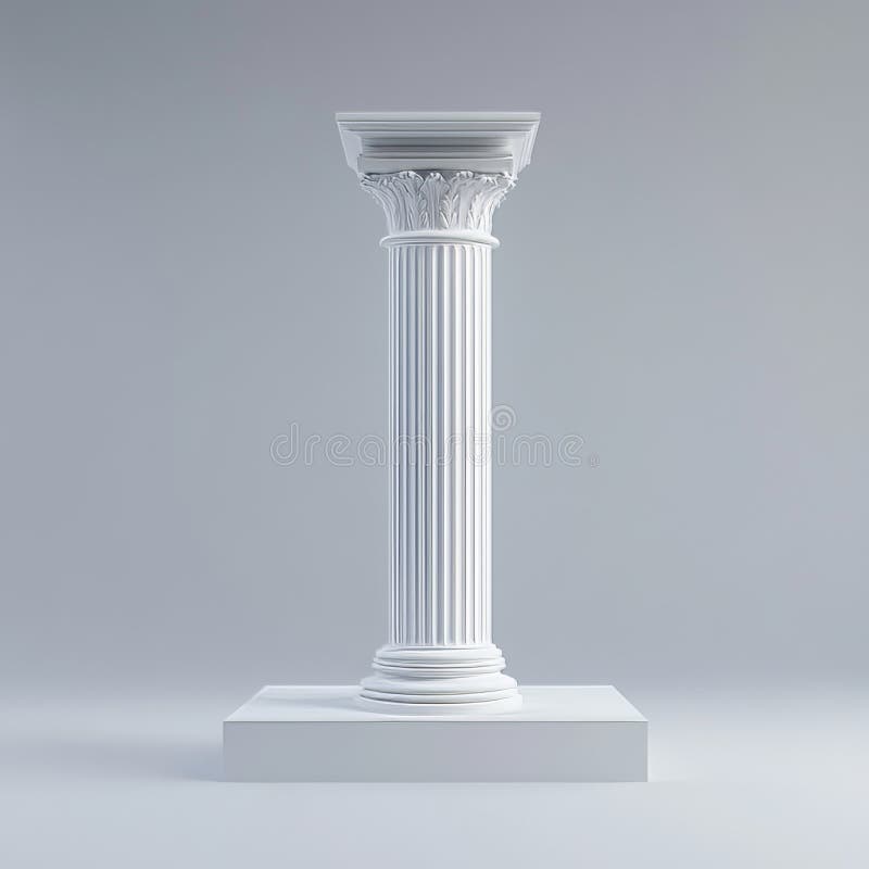 Greek column on gray background. 3d vector illustration. Eps 10. column,pillar,ionic