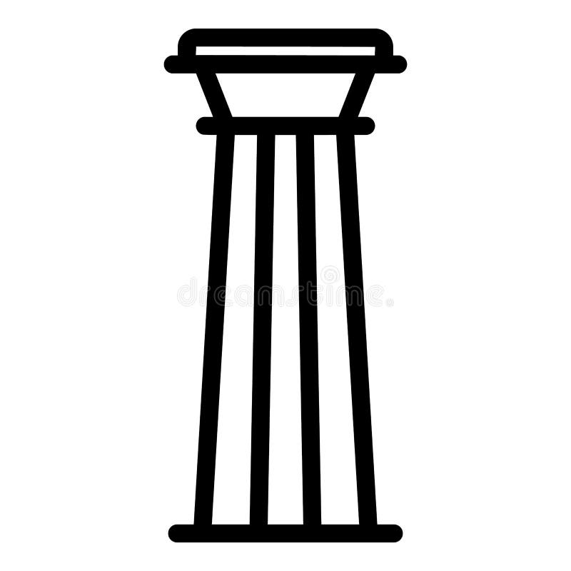 Greek Column Icon Outline Vector. History Pillar Stock Illustration