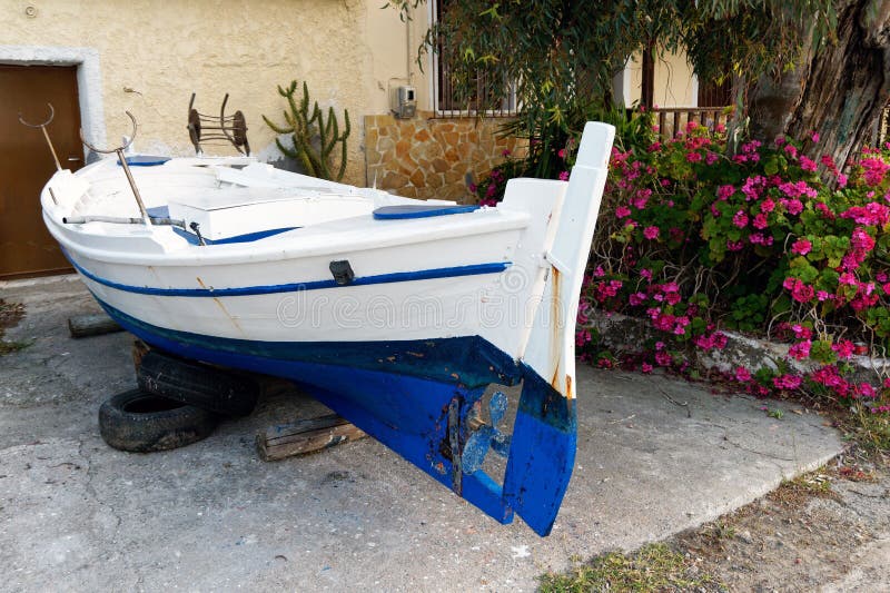 Greek Fishing Boat, Maintenance Stock Image - Image of 