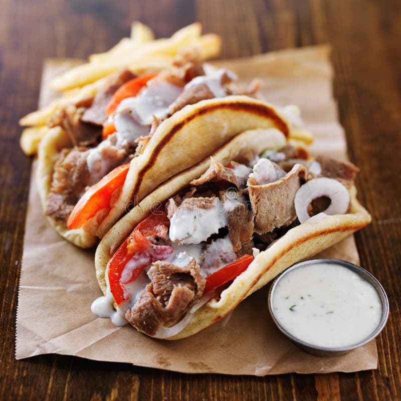 Greek Pork Gyro Pita Sandwiches Recipe :: The Meatwave