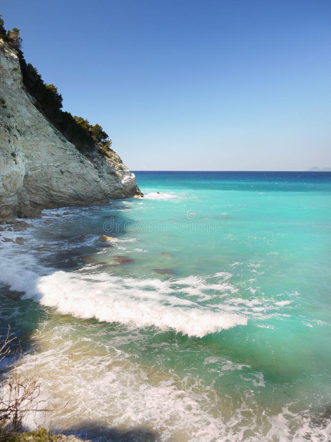 Greek Islands Coast, Blue Lagoon Stock Image - Image of holiday