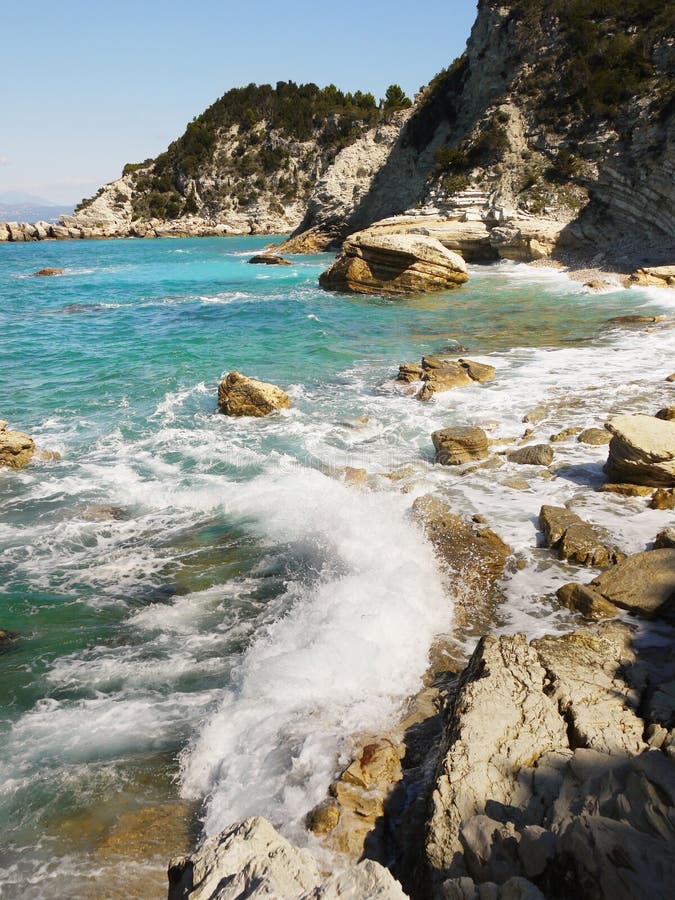 Greek Islands Coast, Blue Lagoon Stock Image - Image of beach, greek