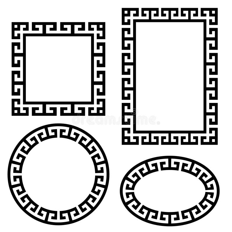 Greek Key Border Frame Round, Square Set. Vector Stock Illustration ...