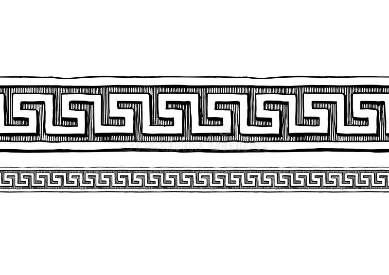 Greek Meander. Border Ornaments. Stock Vector - Illustration of ...