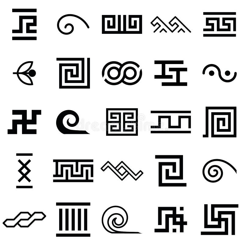 Greek Motives Vector Symbols Set. Greek Key Collection Stock ...