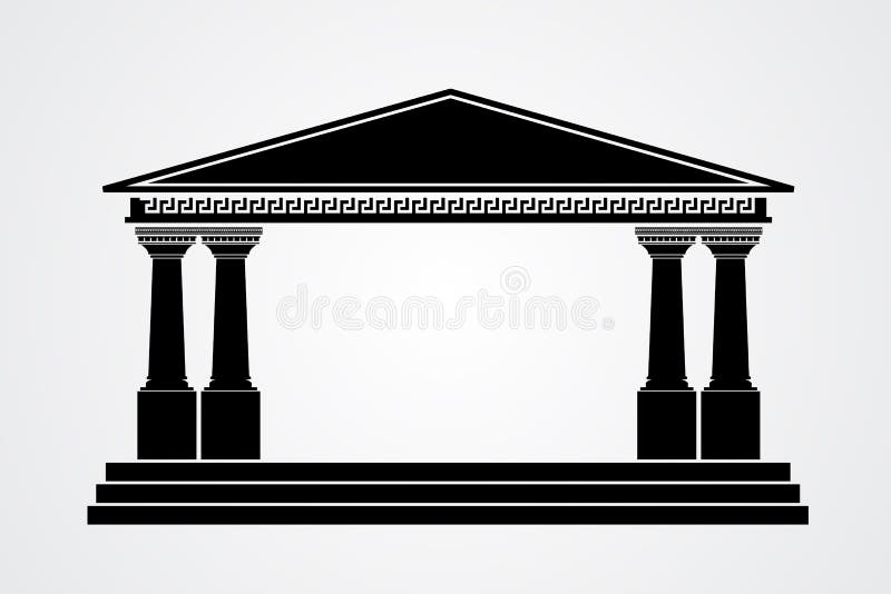 Greek Parthenon Silhouette Isolated on White Stock Vector