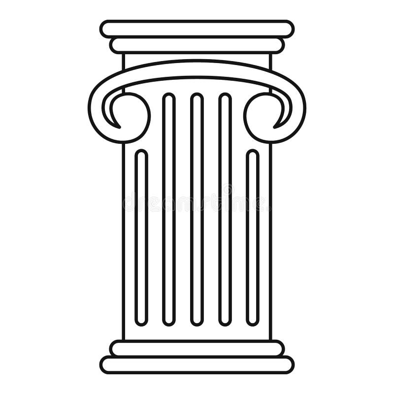 Greek Pillar Icon, Outline Style Stock Vector Illustration of object