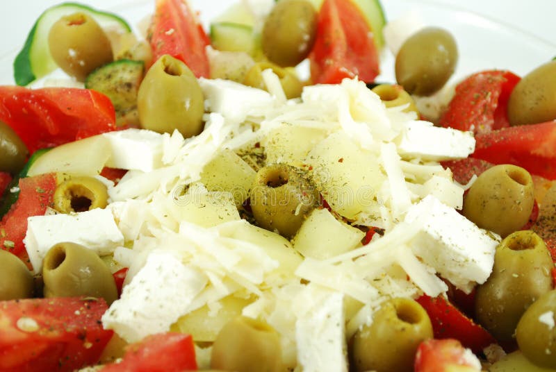Greek salad close detail stock photos