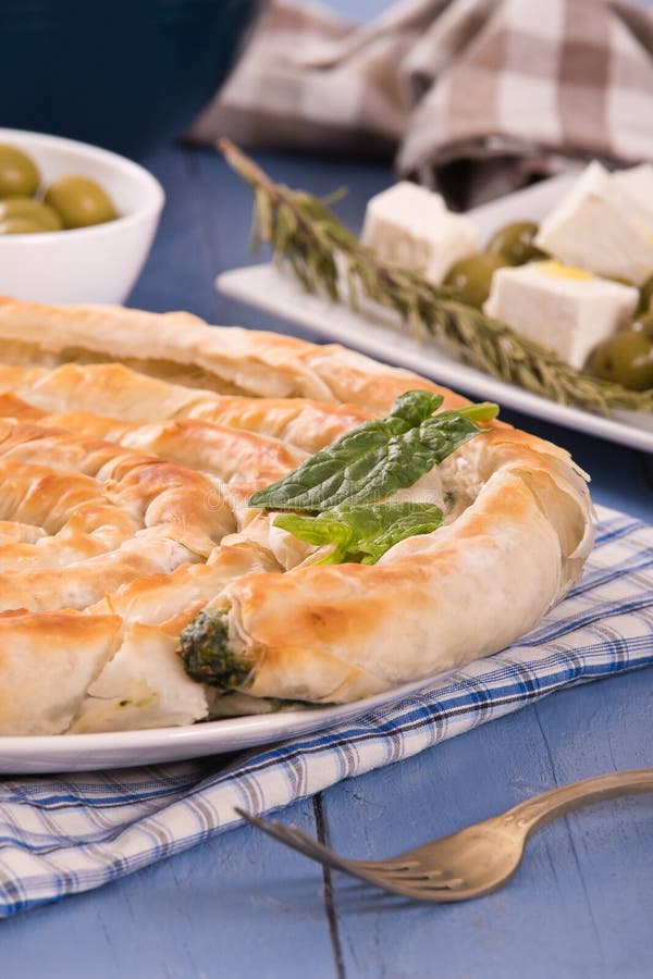 Greek spinach pie. stock image. Image of culinary, olive - 113355285