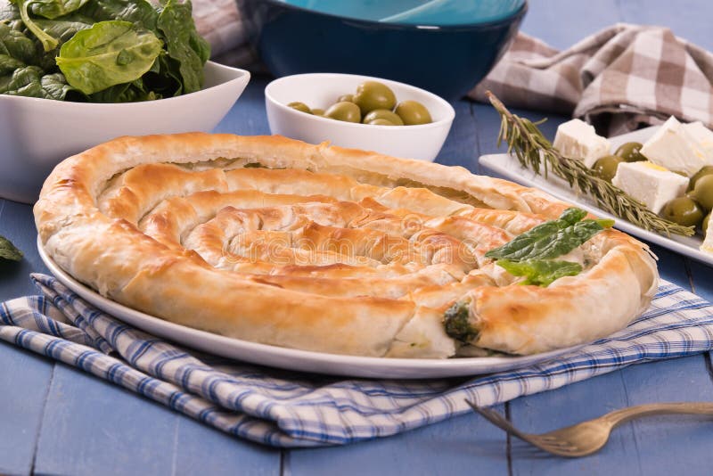 Greek spinach pie. stock image. Image of greek, green - 112181295