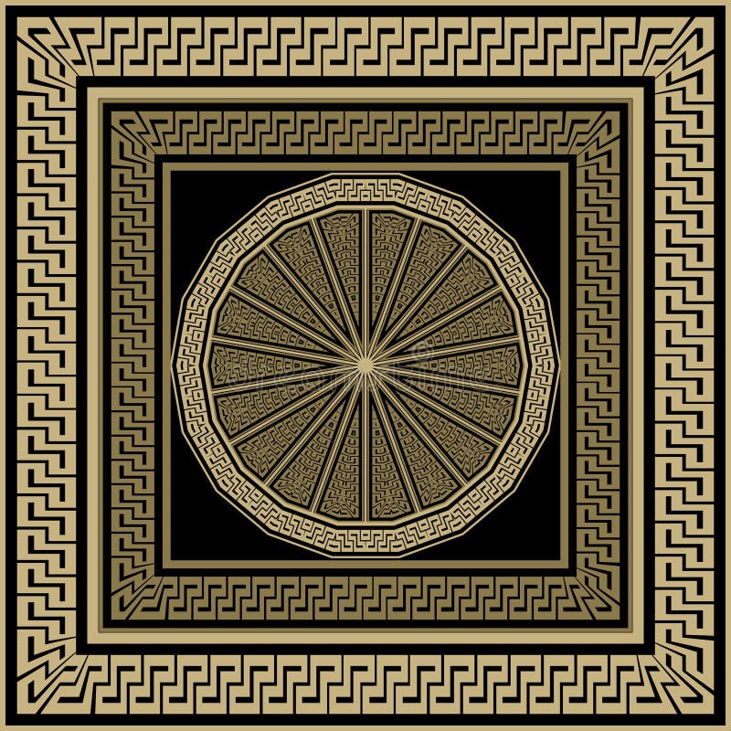 Greek Square Frames Seamless Pattern. Ornamental Geometric Backg Stock