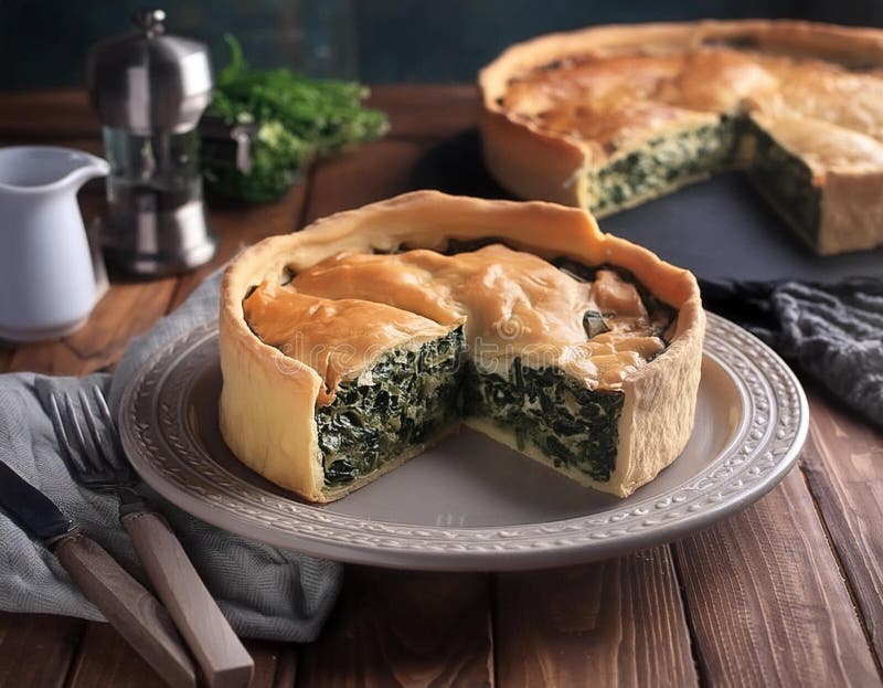 Greek Traditional Dish Called Greek Spinach Pie Stock Illustration