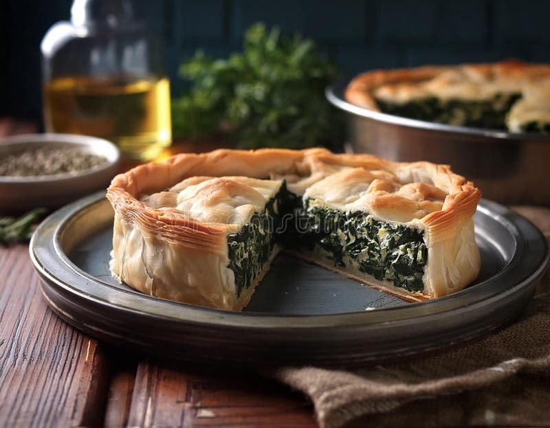 Greek Traditional Dish Called Greek Spinach Pie Stock Illustration