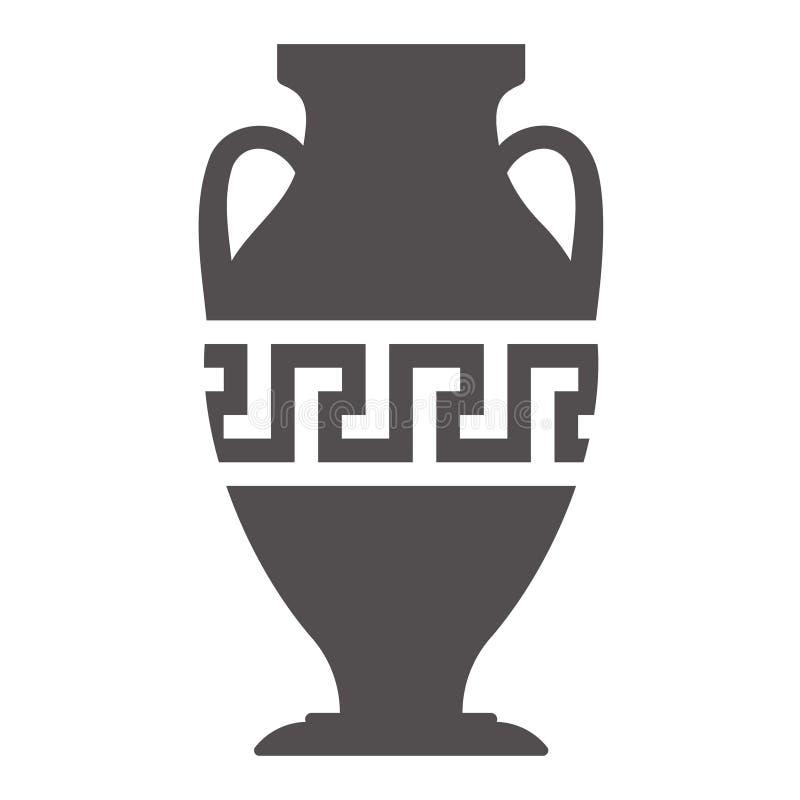 Greek Vase Silhouette. Ancient Amphora and Pot with Meander Pattern
