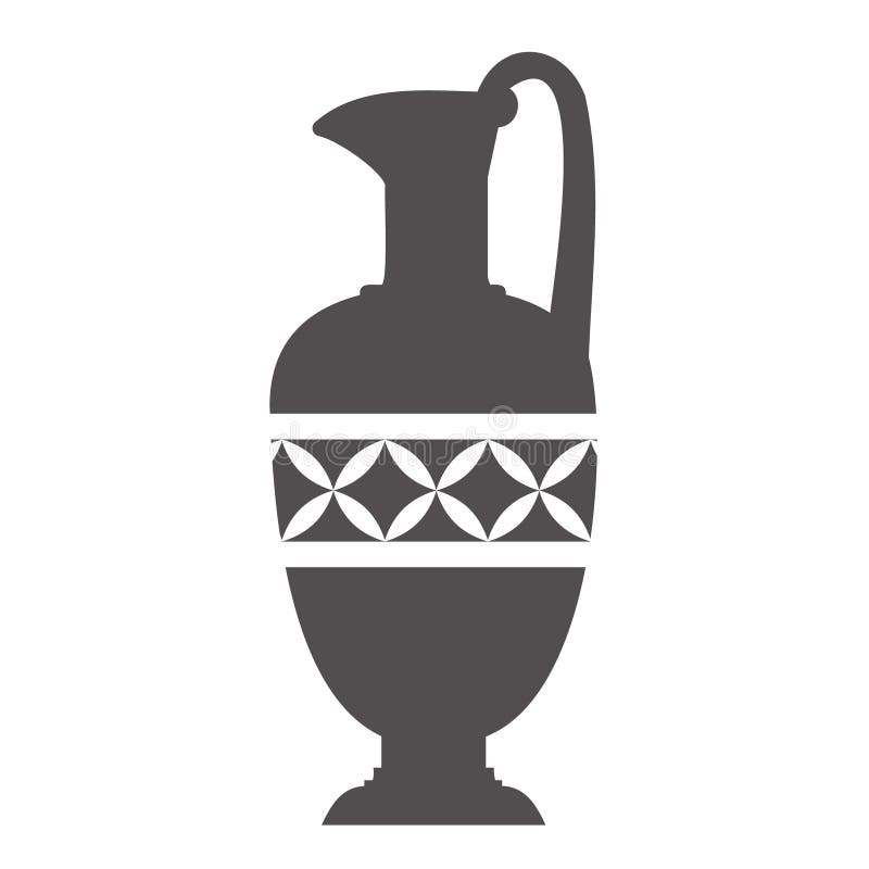 Greek Vase Silhouette. Ancient Jug and Pot with Meander Pattern. Glyph