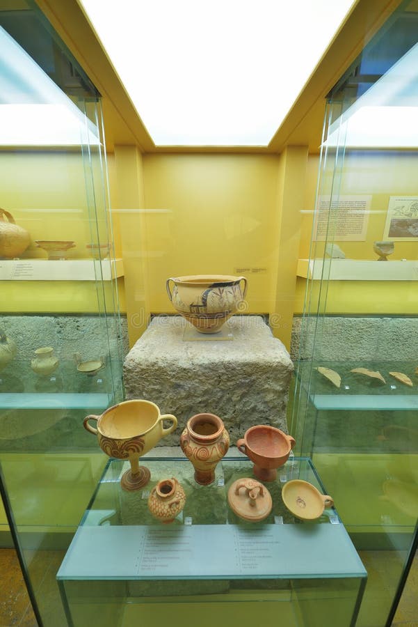 Greek vases in museum of Acropolis in Athens, Greece stock images